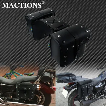 

2PCS Motorcycle Universal Saddle Bags Pu Leather Side Tool Bag Storage Luggage Bag Black For Harley Sportster XL883 XL1200