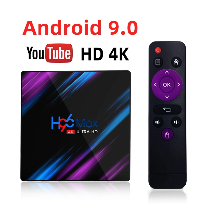 Смарт ТВ коробка H96 MAX RK3318 Android 9 0 4K Youtube медиа плеер 4 Гб оперативной памяти 32