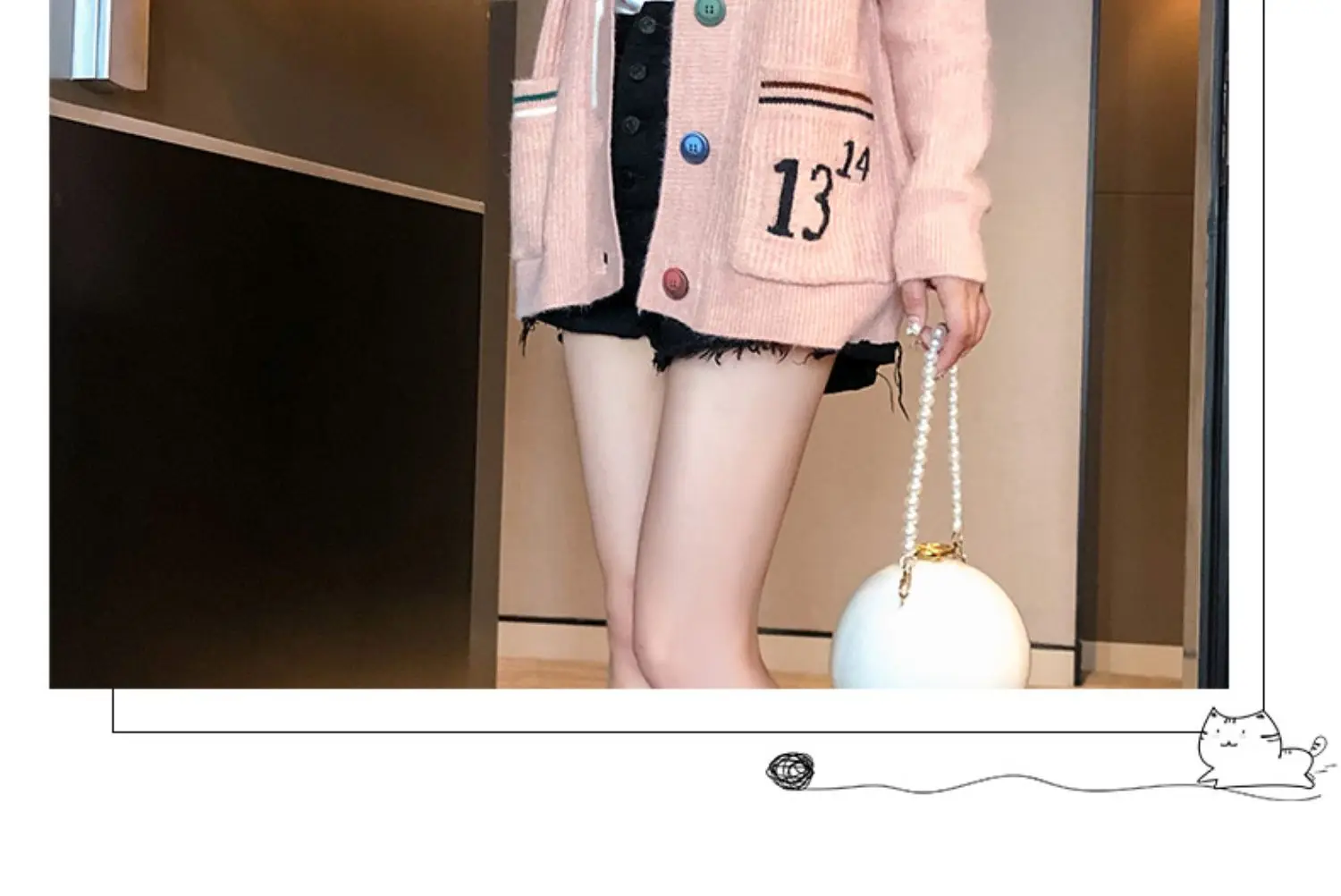 V-neck sweater coat female autumn outfit new han edition easy lazy wind plus a fairy joker knitted cardigan
