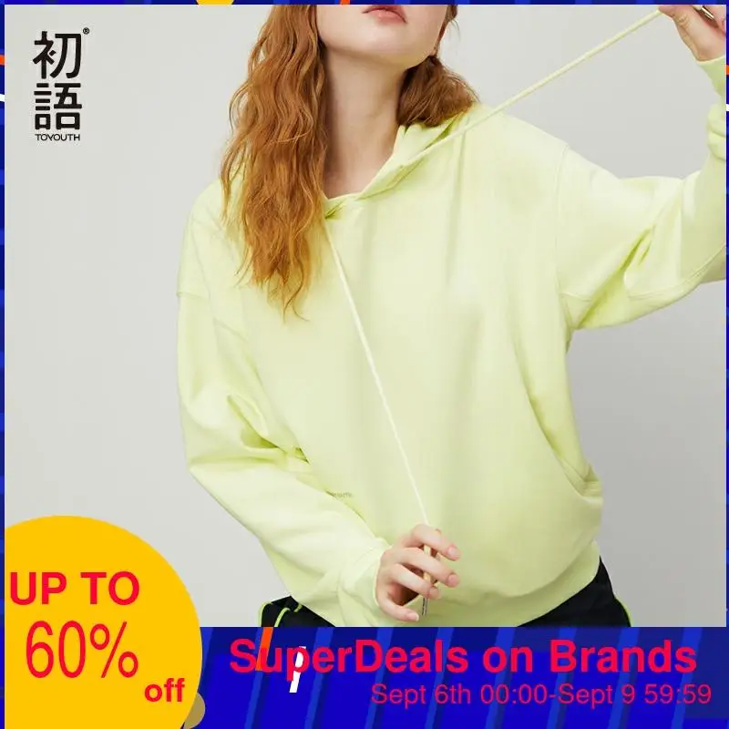 Спортивный костюм Toyouth Женский длинный Свободный свитшот с капюшоном и вышивкой