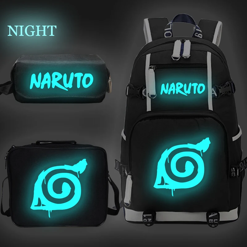 

Mochila Naruto Anime 3pcs/set Backpack Lunch Tote Pencil Case School Bags for Teenage Girls Boy Travel Bags Laptop Backpacks Bag