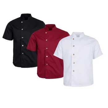 

Women Men Chef Jackets Coat Short Sleeves Shirt Kitchen Uniforms Summer Chef Uniform Waiter Uniform