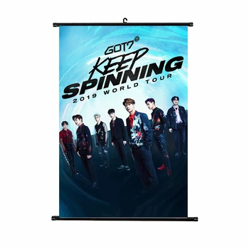 

21*30cm Kpop GOT7 Hang poster 2019 WORLD TOUR Concert KEEP SPINNING Album kpop GOT7 Hang picture photo Fabric high quality