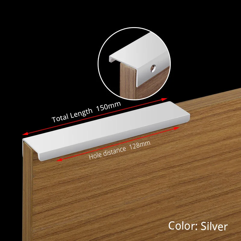 Sleek Black Aluminum Alloy Cabinet Handles for Kitchens and Furniture