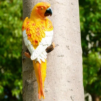 

Half Side Resin Sculpture Figurine Lifelike Model Garden Decor Artificial Toy Simulation Parrot Ornament