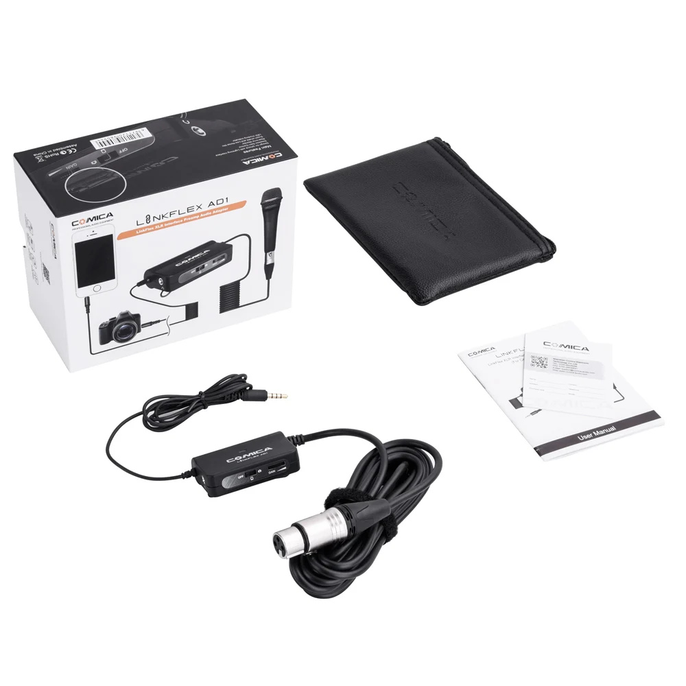 Comica LINKFLEX AD1 микрофонный предусилитель адаптер XLR до 3,5 мм аудио адаптер предусилитель для DSLR камеры видеокамеры и смартфона 5d 6d 7