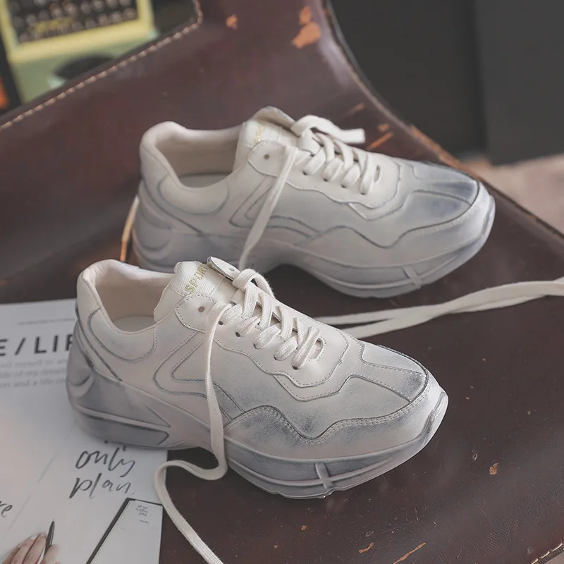 Tleni/белые кроссовки высокого качества; сезон осень; обувь для бега большого размера на толстой подошве; женская повседневная спортивная обувь в стиле ретро; женские ZW-93