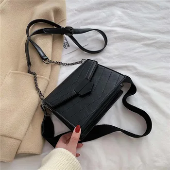 

Women's Crossbody Chain Bag Classic Retro Design PU Shoulder Bag Female Brand Tote Bag Ladies Chain Messenger Bag