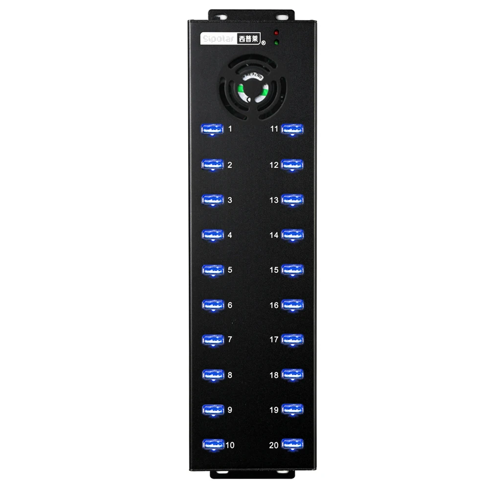 Sipolar 20 Port Industrial Usb Hub Splitter With 1A Each Charging and Sync USB 2.0 For Miner Cellphone Tablets- Black | Компьютеры и