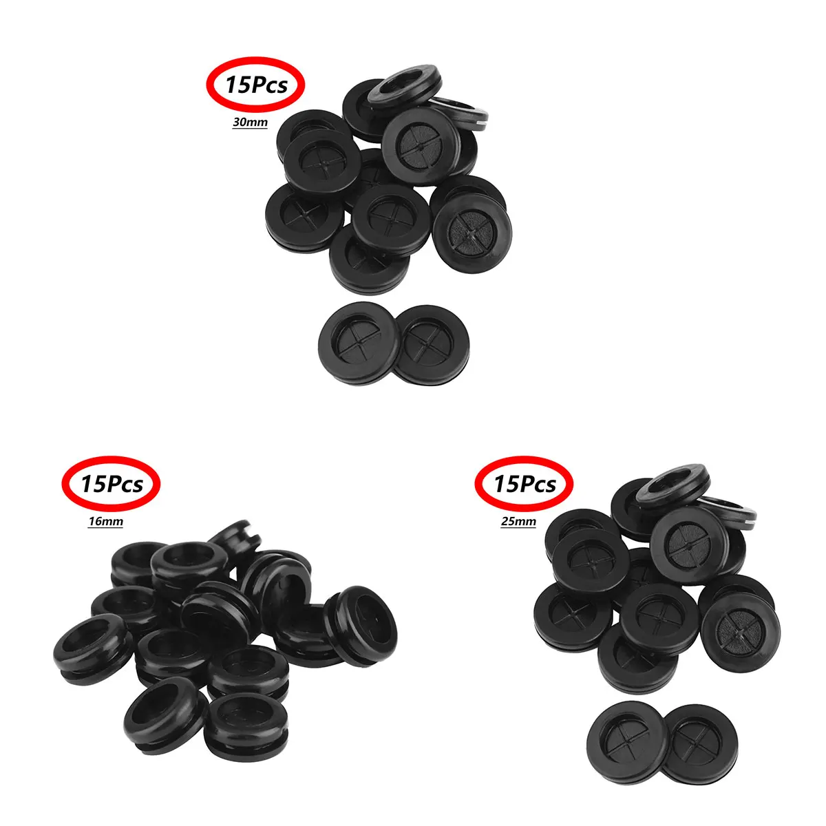 15Pcs Black Rubber Grommet Firewall Hole Plug High Temperature
