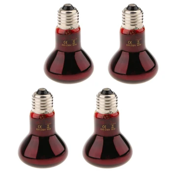 

PACK 4PCS 60W 220V Reptiles Amphibians Nightlight Infrared Light Bulb UVA Heating Lamo with E27 Base