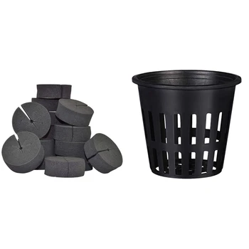 

HOT 50 pcs Soilless Hydroponics Planting Sponge Block & 50Pcs Planting Baskets Plastic Mesh Pot Plant Grow Cup