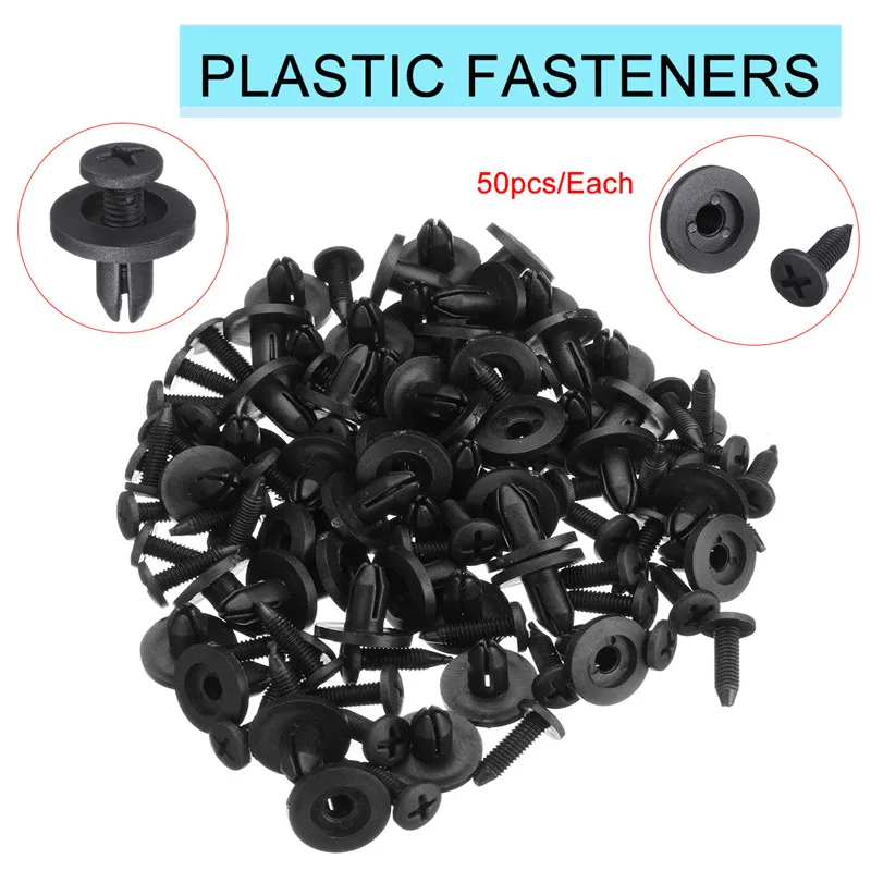 

Hot Sale 50Pcs 6mm Auto Bumper Fastener 6mm Hole Rivet Retainer Push Engine Cover Car Door Trim Panel Clip Fasteners