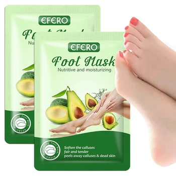 

2Pair Avocado Exfoliating Foot Mask for Pedicure Socks Anti Crack for Heels Cuticles Remover Feet Mask Peeling Mask Foot Care