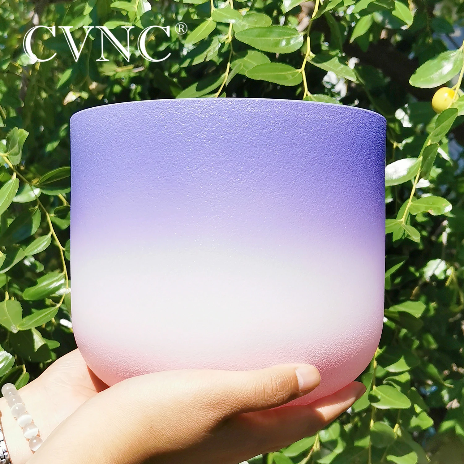 

CVNC 10 Inch B Crown Chakra Color Frosted Quartz Crystal Singing Bowl