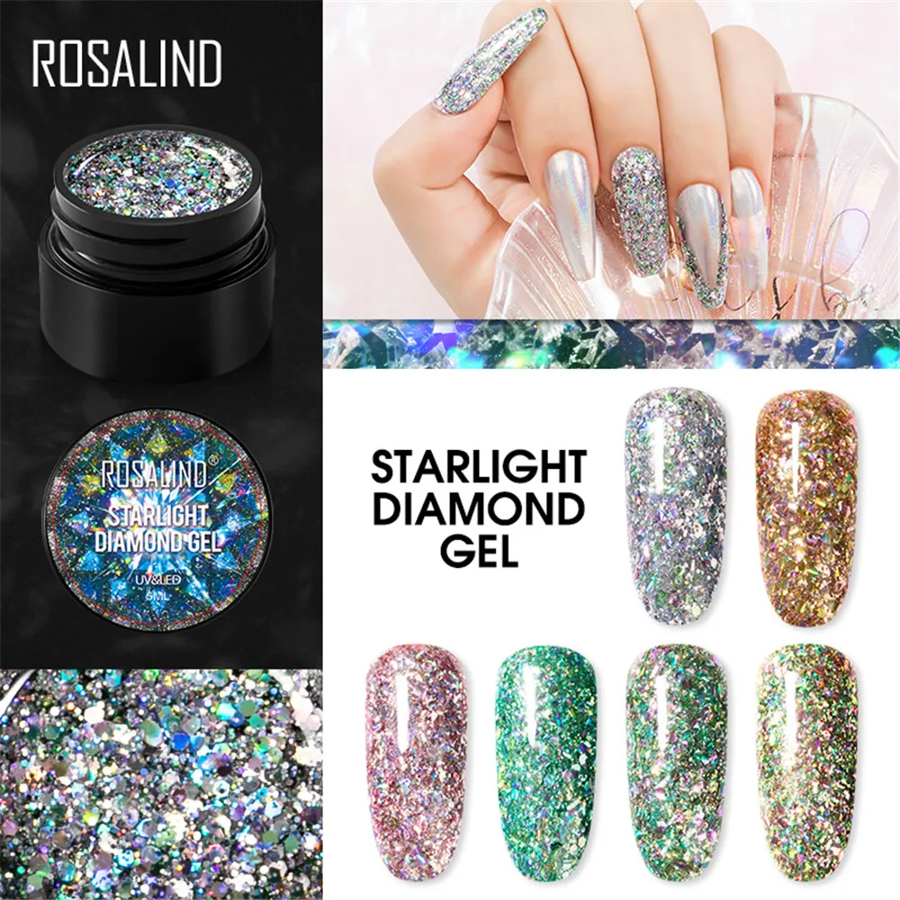 ROSALIND 5 мл Starlight Алмазный Гель лак для ногтей Дизайн маникюра цвета Грунтовка