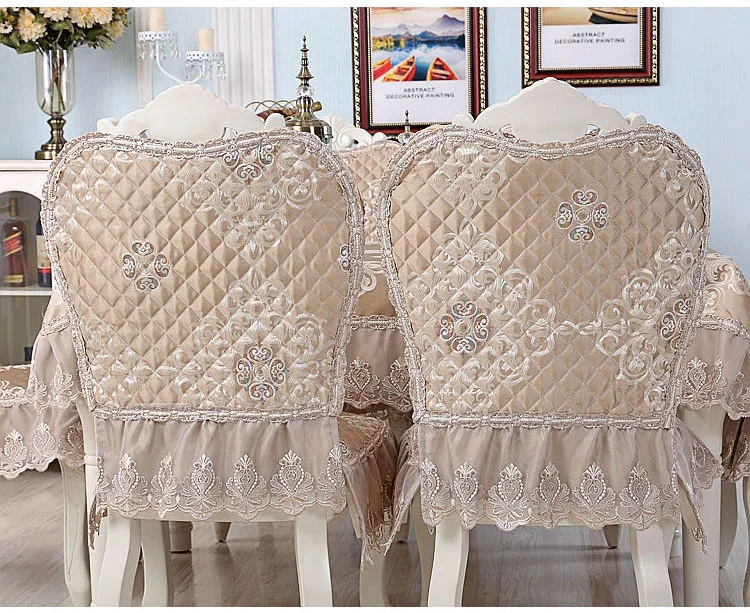 Комплект льняной скатерти в европейском стиле, нескользящая скатерть для стула, Высококачественная роскошная кружевная скатерть для дома