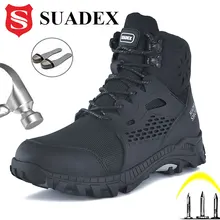 SUADEX S1 Safety Boots Men Work Shoes Anti-Smashing Steel Toe Work Safety Shoes Male Female Boots Water Resistant EUR Size 37-48