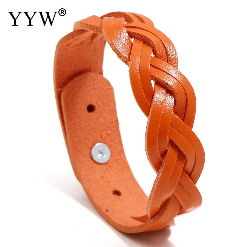 Женский кожаный браслет с кнопками из нержавеющей стали | Украшения и аксессуары