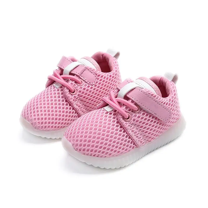 Baby Shoes Led Lights Soft Breathable Toddler Children Rubber Shoes Sneaker Net Bottom Sports Flash Shoes Summer New Arrival Hot