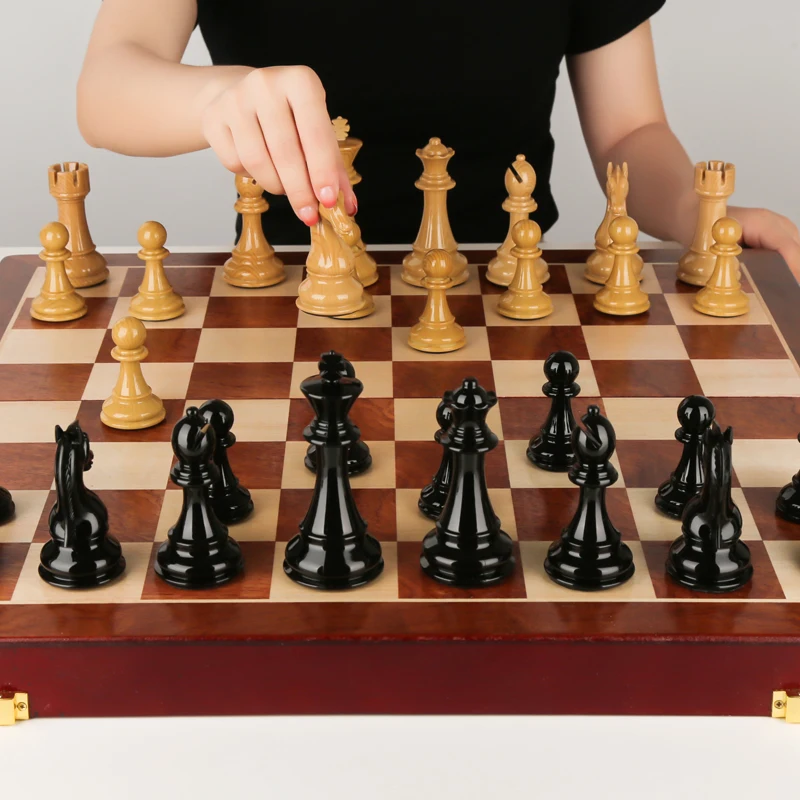 Professional Chess Set Games Folding Board Wooden Portable Family Table Game Chess Set Szachy Drewniane Entertainment Ed50zm walnut wooden premium chess games large folding portable international chess set family table game jeux entertainment ed50zm