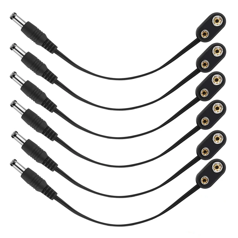 Гитарный кабель питания с педалью 9 вольт разъемы для аккумулятора 9 в зажим для аккумулятора источник питания для гитарных педалей 6 шт