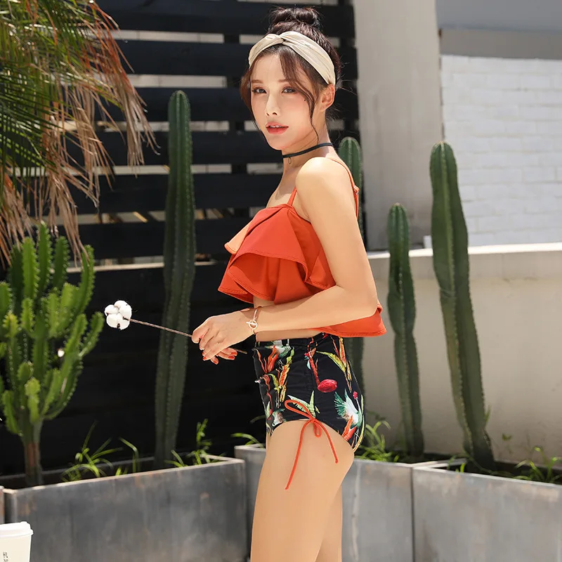 

2018 New Style Swimwear Fashion Small Chest High-waisted Slimming Split Type Bikini Two-Piece Set Korean-style Hot Springs Bathi
