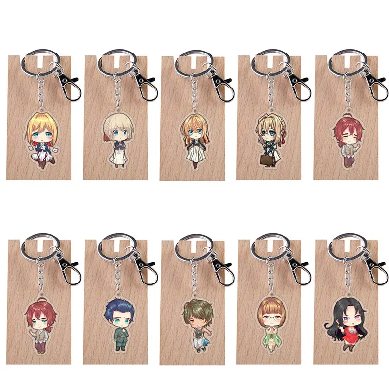 

Fashion Violet Evergarden Anime Acrylic Keychain Cute Fun Porte Clefs Bag Pendant Jewelry Accessories Brelok Do Kluczy Kids Toys