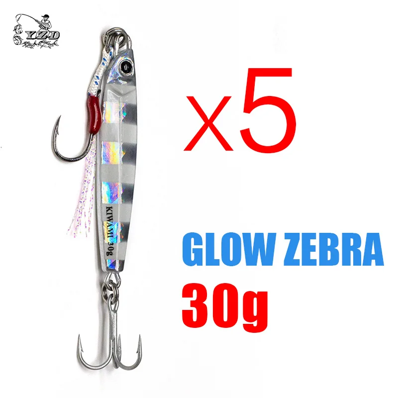 E Colour 5PCS 30g Мощный металлический джиг 20 г 30 г 40 г Inchiku Deep Sea Slow Jig Pitch, светящаяся головка, металлическая приманка, ложка для рыбалки, литая приманка для джига - Цвет: E Colour 5PCS 30g