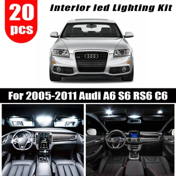 

20pc X canbus 100% No Error for 2005-2011 Audi A6 S6 RS6 C6 Avant Wagon LED Interior Dome Map Light Kit Package