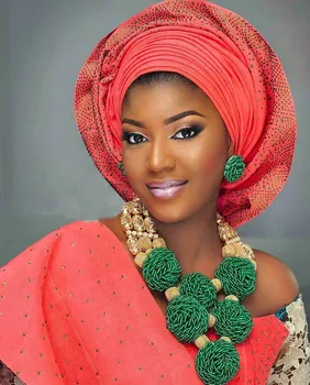 

Exclusive Green Beaded Statement Necklace Jewelry Set for Bride New Golden Wedding Necklace Earrings Set Christmas Jewelry NCL99