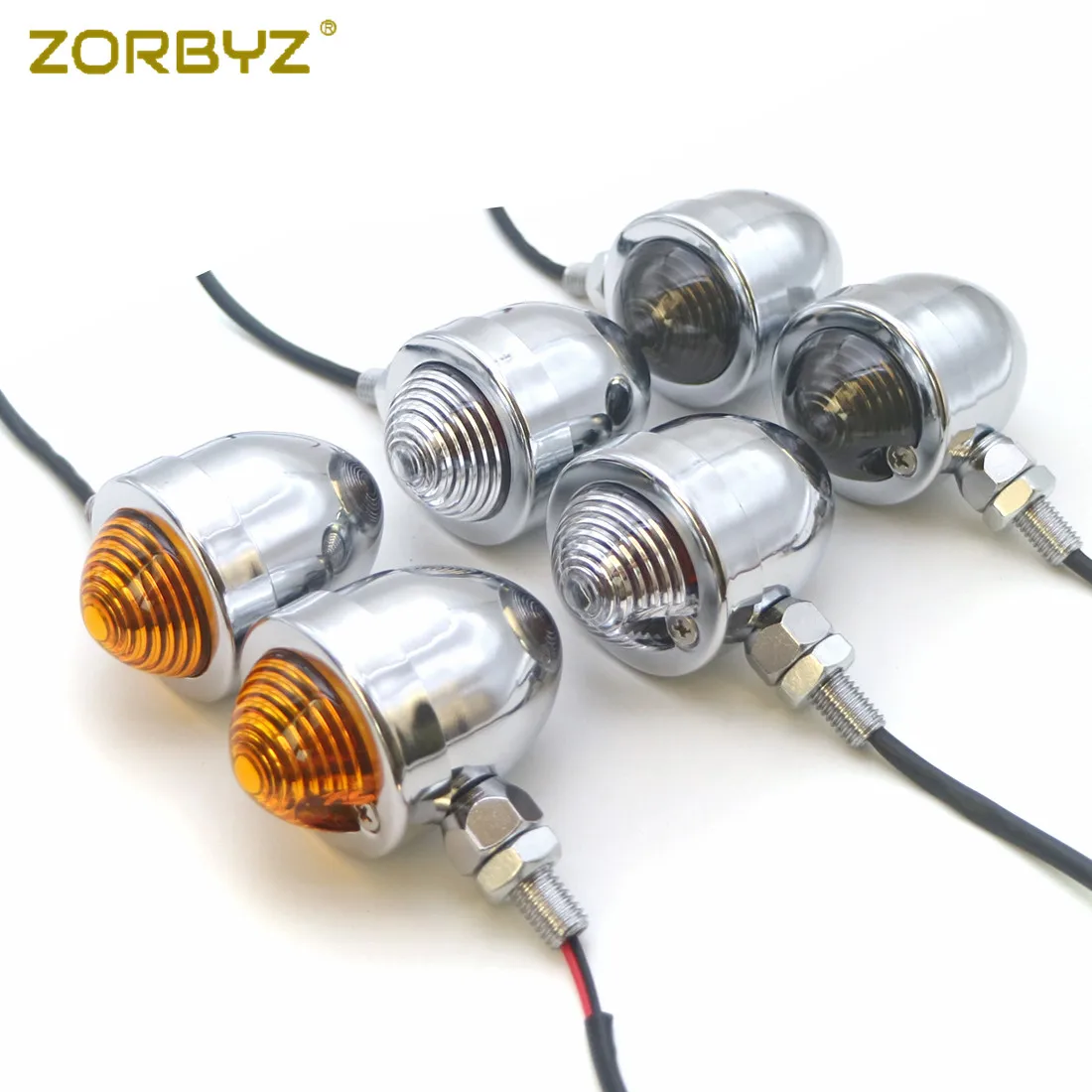 ZORBYZ мотоциклетные Хромированные Металлические пули дым/Янтарные/прозрачные