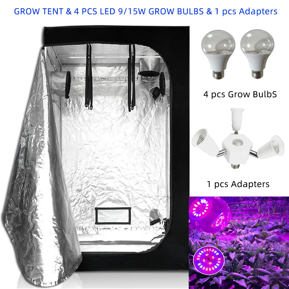 

Artoo Newest Grow Tent Kits IP65 9W 15W LED Grow Light E27 AC85-265V Phyto Lamp Full Spectrum & Indoor Hydroponics Grow Tent