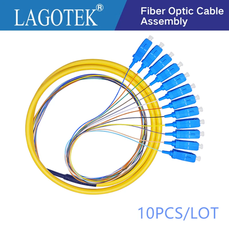

10PCS/LOT 12 Colors SC/UPC-SM(9/125)-G652D, Optical Fiber Pigtail Bundle Tail Fiber Pigtail Free Shipping