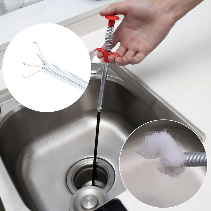 60cm Bendable Drain Cleaning Brush Kitchen Sewer Dredge Sink Tub Dredge