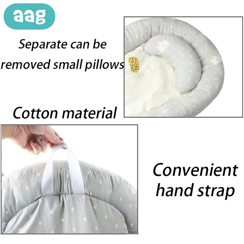 AAG Portable Baby Nest Cot Travel Newborn Bed Cribs Cradle Baby Sleeping Support Pad Mattress Infant Pillow Bassinet Bumper