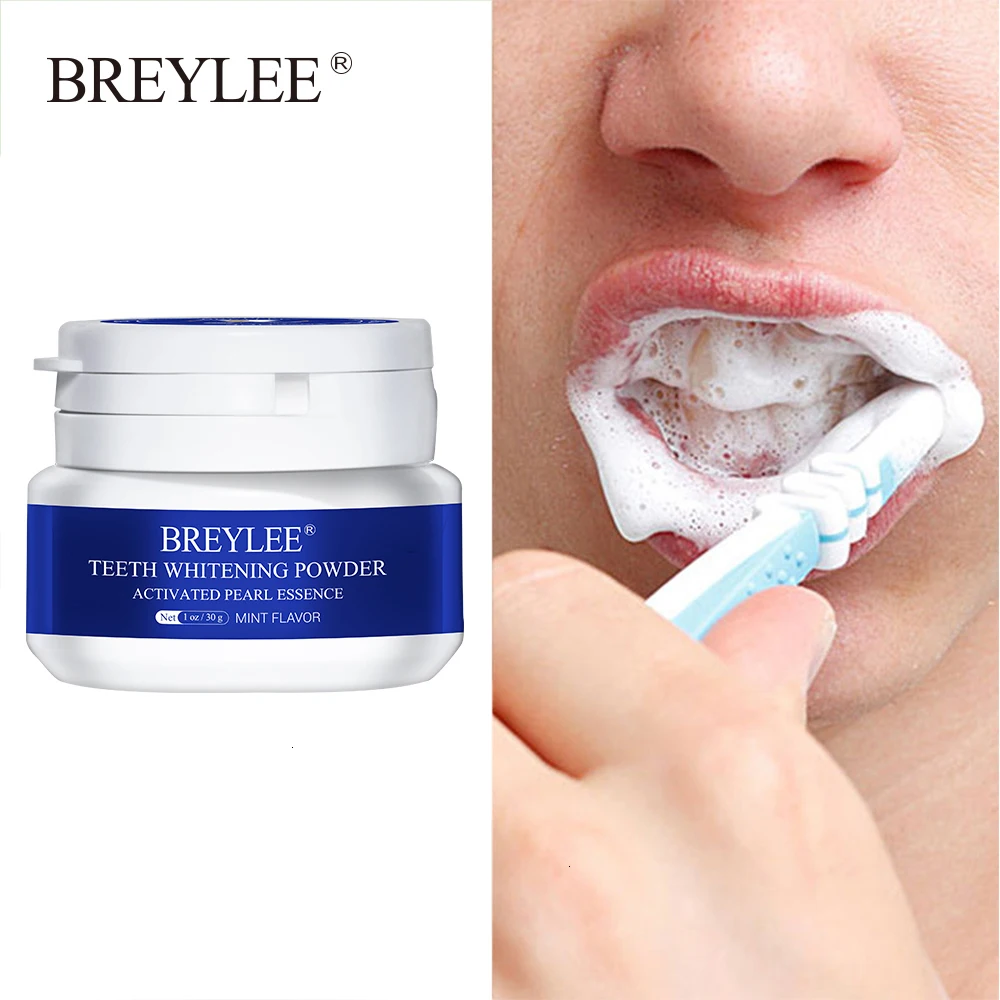 BREYLEE Teeth Whitening Powder Remove StainsPlaque Cleaning Hygiene Bleaching Dental Toothpaste Tools Oral White Teeth Care 30g