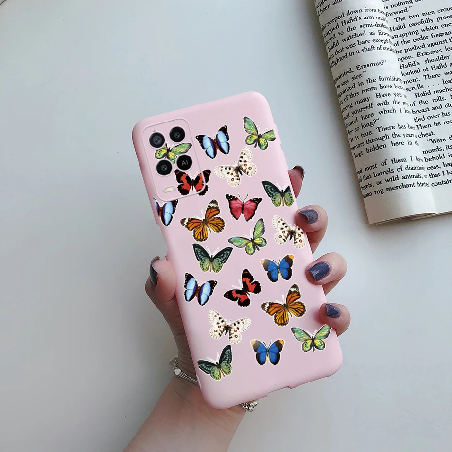 For OPPO A54 A 54 2021 Case Flower Silicon Phone Cover For OPPOA54 CPH2239 CPH2195 A 54 5G Shockproof Soft Bumper 6.5" Cute Case