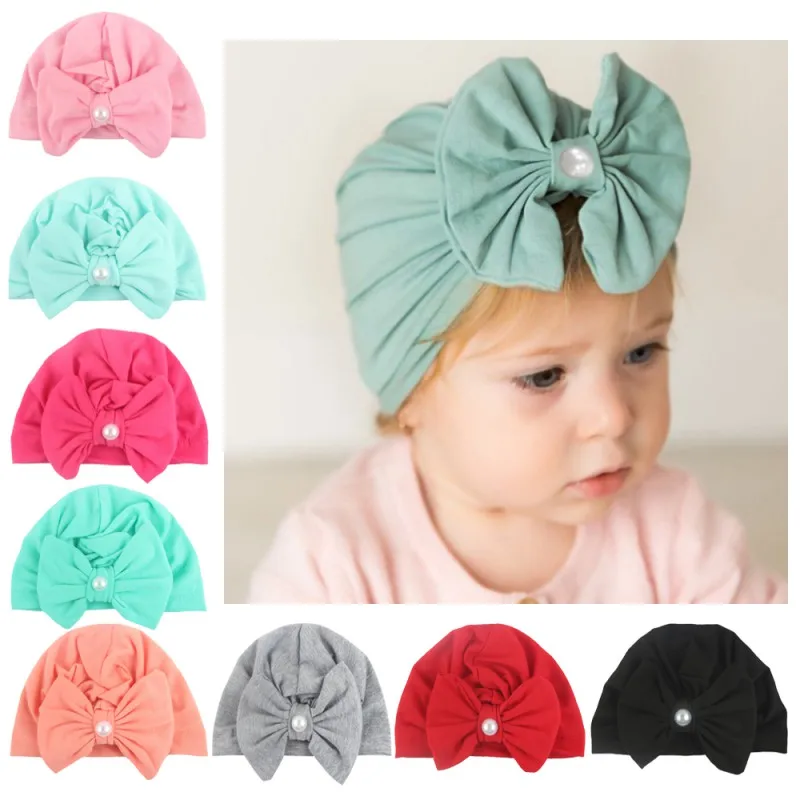 Bohemian style Cotton Soft Turban Knot Girl Kids Newborn Cap Summer Hat 8 Colors Cute Baby Girls With Bowknot Pattern | Детская одежда