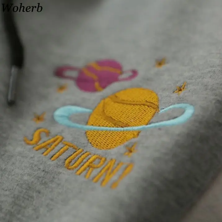 Женские шаровары с вышивкой Woherb повседневные свободные плотные штаны в