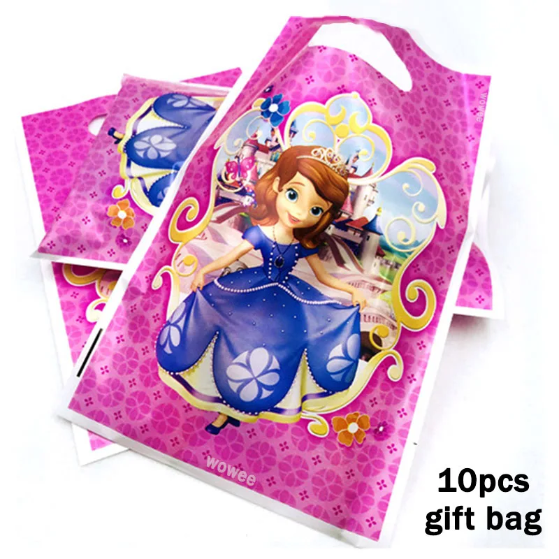 10Gift Bag 24pcs Cake Dessert Inserted Card Sofia Princess Cake Toppers Cartoon Decoration Card Kids Birthday Baby Shower Party Supplies - Цвет: 10Gift Bag