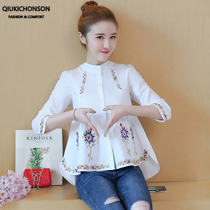 Блузка женская с цветочной вышивкой винтажный топ в этническом стиле милая