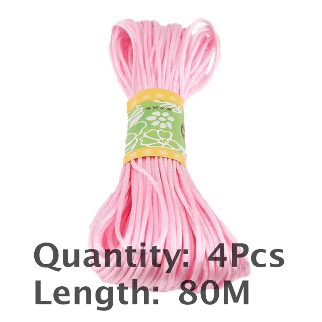 1pc 1mm 80m Satin Silk Rope Nylon Cord Colorful Baby Teether Accessories Teething Necklace Rattail Cord DIY Tool Toys Baby 4PcsPink80M