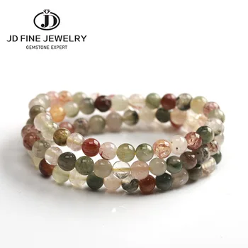 

JD New Style MultiColor Red Green Rutilated Bracelet Suitable For All Occasions Tiny Multilayer Shinny Bracelets Ladies Jewelry