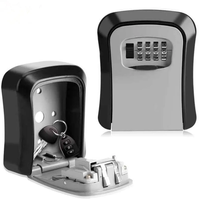 

4 Digit Metal Outdoor Safe Key Box Key Storage Organizer Box Security Storage Lock Box Outdoor Wall Mount Case Storage Tools