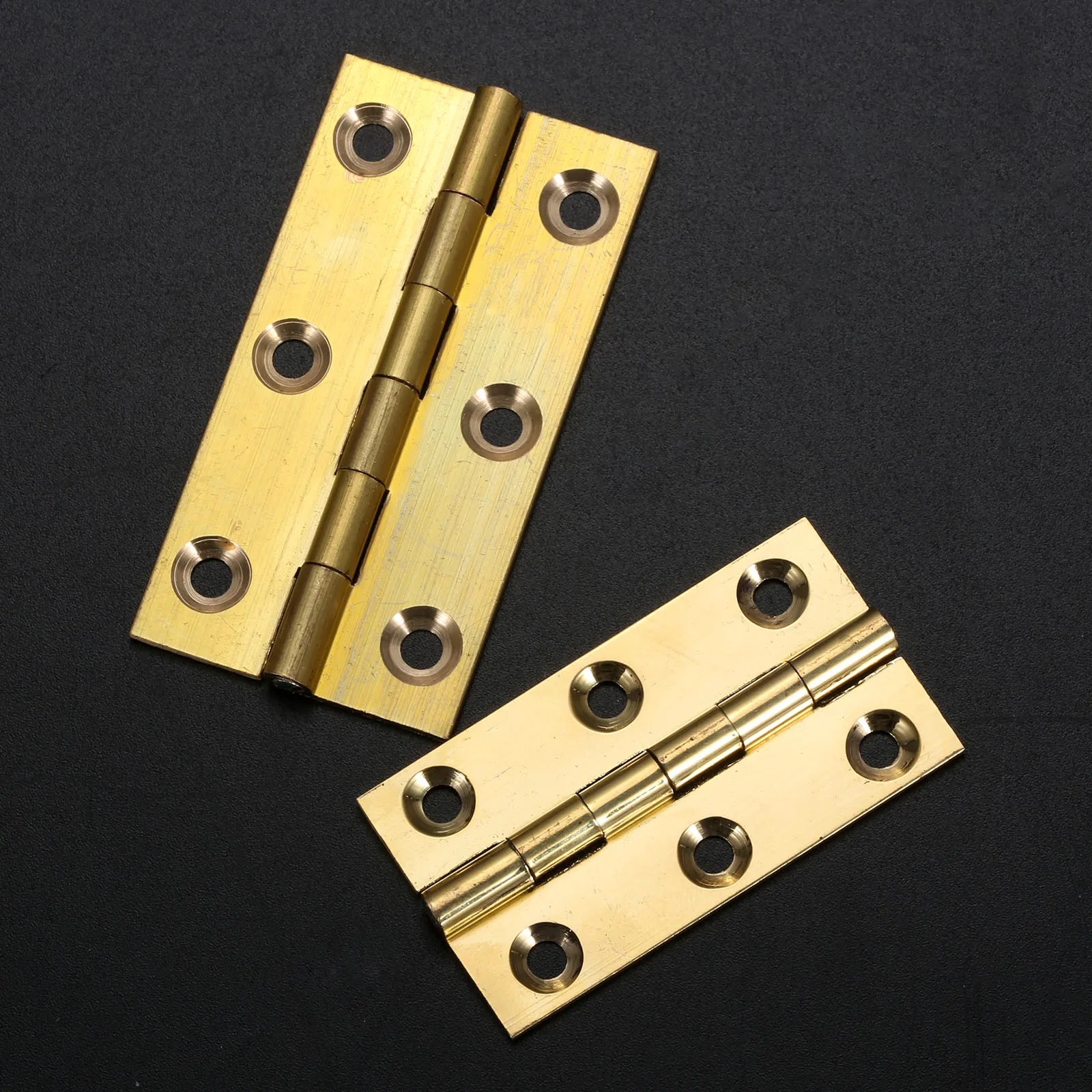 2x Brass Hinge Decor Door Hinges Wooden Gift Jewelry Box Hinges Gold Color Vintage