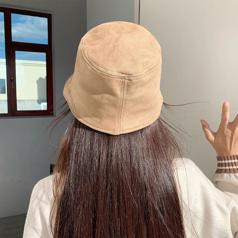 Retro Suede Bucket Hats Women Spring 