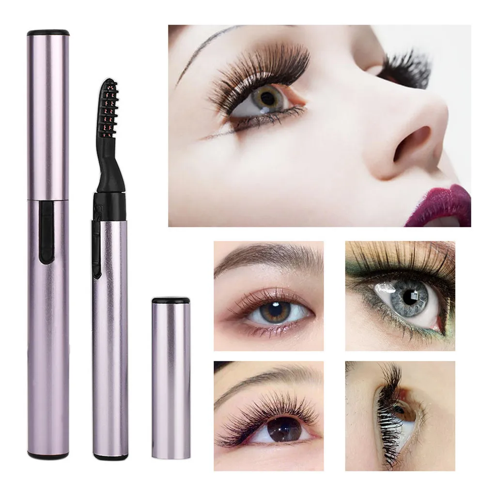 Portable Heated Electric Eyelash Curler Gorgeous Long Lasting Eye Lash Brush Pen Style Makeup Curling Kit for Women Cosmetic