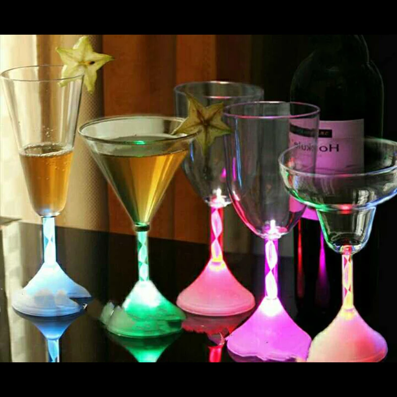 Led Flashing Red Wine Cup Color Changing Light Bar KTV Water Cocktail Cups Glass