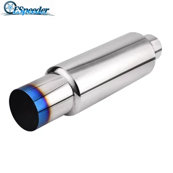 

ESPEEDER Glass Fiber Exhaust Muffler 3 In 4 Out Tail Throat Socket Exhaust Tail Pipe Coke Scarf Universal Silencer Tail Pipe